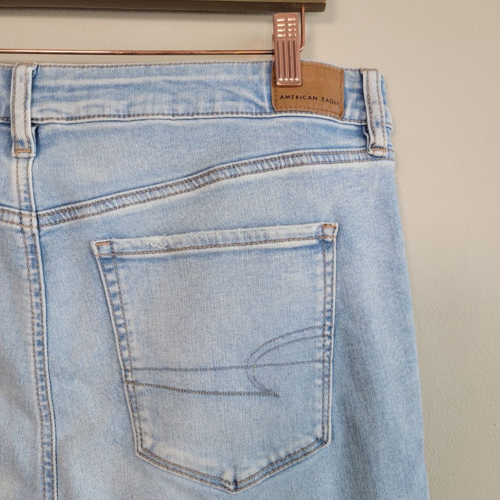 American Eagle Skinny Jeans Hi Rise Jeggings Light Blue Wash Stretch AE 16 Short - Picture 7 of 11